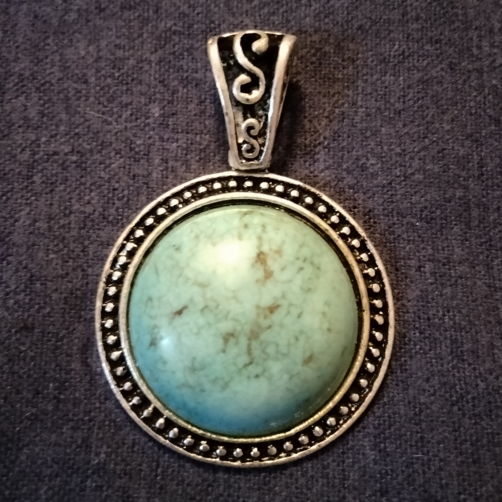 3 For25turquoise Color Stone Set In Silver-Tone Pendant For Necklace 24$